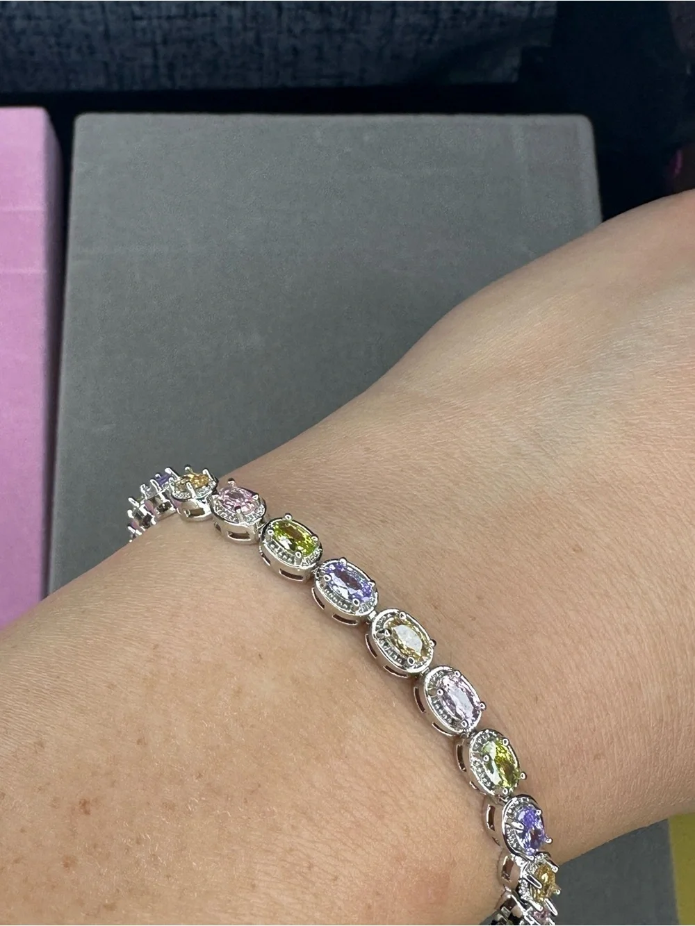 Multi-Color Cubic Zirconia Tennis Bracelet - Silver